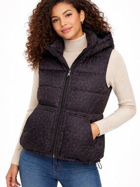 EUC Coach Animal Print 70 % Duck Down Puffer Vest  Medium ( can fit large )